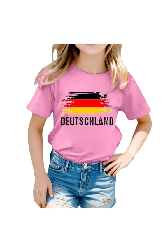 Girls Softball under Shirts German Kids T Shirt Soccer Girls T Shirt Summer Casual Top Fashion Printed Shirt T Shirts Pink 12-13 Years