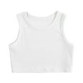 thumbnail image 1 of QHFBli Girls Tank Tops Double Lined Ribbed Knit Crop Tops Basic Sleeveless Athletic Round Neck Dance Top White 2-3 Years, 1 of 3