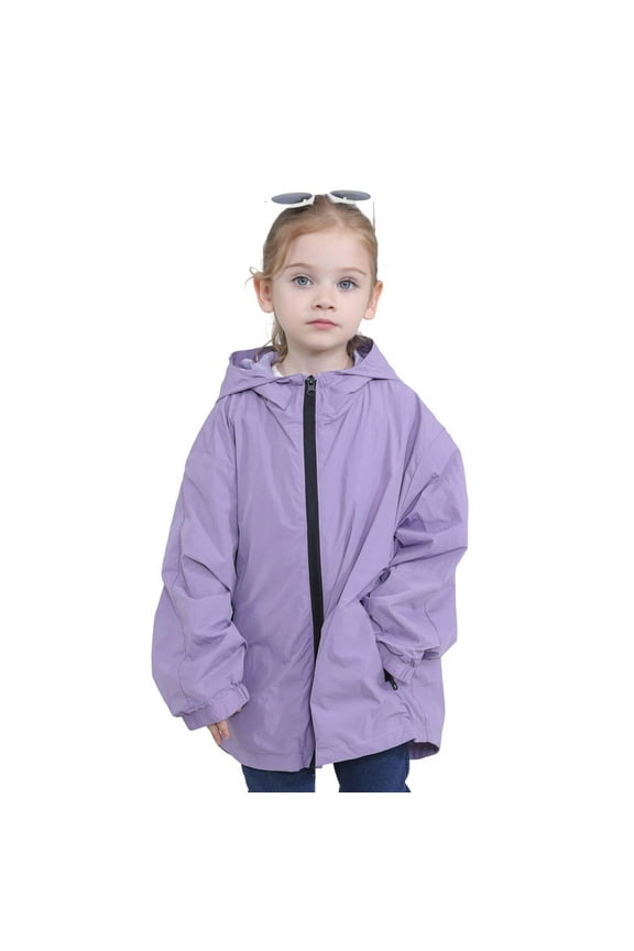 Girls Waterproof Hooded Jacket Lightweight Raincoats for Kids Boys Windbreaker Outdoor Rain Jacket