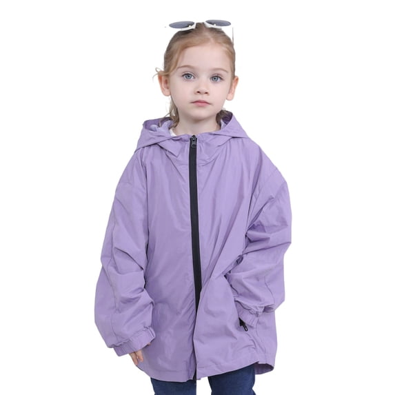 QHFBli Girls Waterproof Hooded Jacket Lightweight Raincoats for Kids Boys Windbreaker Outdoor Rain Jacket