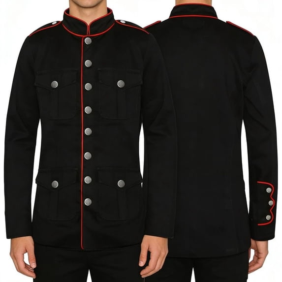 QHFBli Gothic Steampunk Army Officer Style Pea Coat Jacket