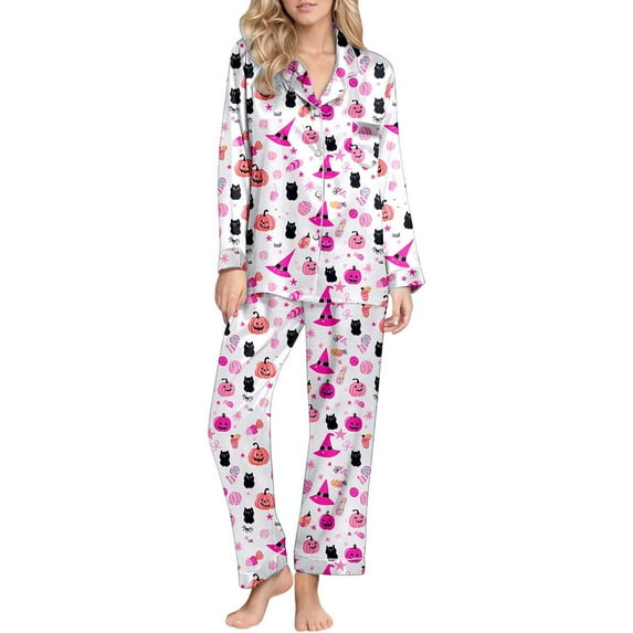 QHFBli Halloween Pajama Set Funny PJ Pant for Men Women Matching Couples Unisex