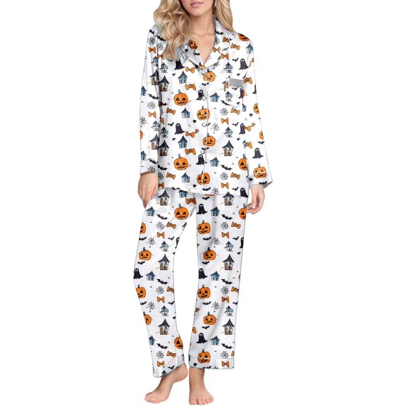 QHFBli Halloween Pajama Set Funny PJ Pant for Men Women Matching Couples Unisex