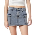 thumbnail image 1 of QHFBli High Stretchy Cargo Skirt for Women, Low Waist Mini Skirt Cute Denim Skirt with Pockets Bodycon Cargo Jean Skirt Stretchy Skirt, 1 of 7