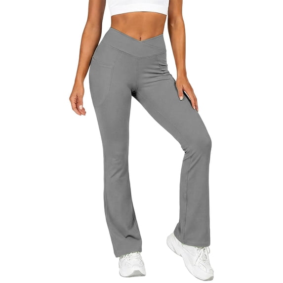 QHFBli High Waisted Flare Leggings for Women Yoga Pants with Pockets for Lifting Stretchy Athletic Workout and Comfort