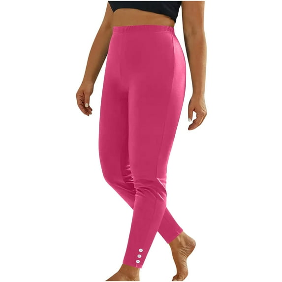 QHFBli High Waisted Leggings for Women Lift Summer Solid Color Casual 3/4 Workout Leggings Gym Clothes for Daily Wear
