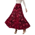 thumbnail image 1 of QHFBli High Waisted Maxi Skirt for Women Vintage Floral Jacquard Velvet Party Skirt Flared A-Line Long Skirts, 1 of 6