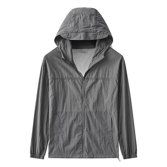 QHFBli Hooded Casual Jacket Men's Lightweight Casual Jacket Loose Fit Outdoor Windbreaker Daily Wear Comfortable Non Stretch Spring Summer Fall Outerwear
