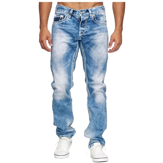 QHFBli Jeans for Men Stretch Slim Fit Denim Comfort Flex Waist Colored Pants Strechy Regular Fit Tapered Leg