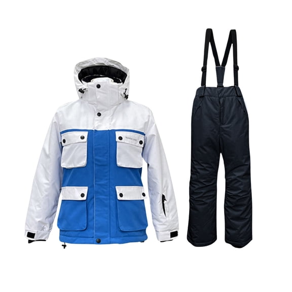 QHFBli Kid Girls Winter Skisuit 2Pcs Snow Wear Women Ski Jacket and Pants Set Hooded Bib Set Windproof Warm Ski Suit Kids Suit Jacket
