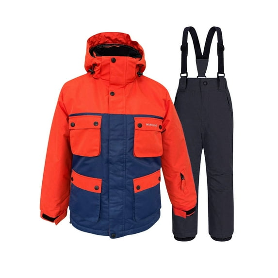 QHFBli Kid Girls Winter Skisuit 2Pcs Snow Wear Women Ski Jacket and Pants Set Hooded Bib Set Windproof Warm Ski Suit Kids Suit Jacket