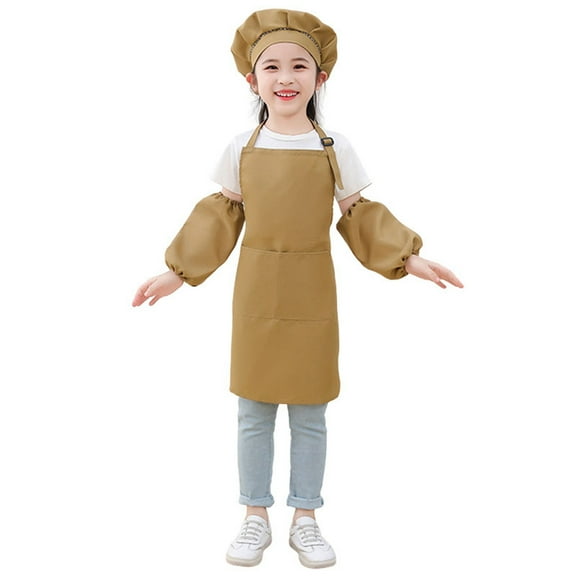 QHFBli Kids Art Smock Long Sleeve with Pocket Child Chef Bib Apron for Kitchen Cooking Painting