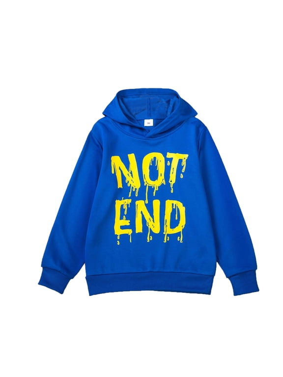 Kids Boys Cotton Hoodies Toddler Fall Pullover Hooded Medium Weight Sweatshirts with Pocket for Boys and Girls Blue 8-9 Years
