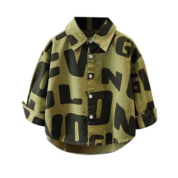 QHFBli Kids Boys Girl Button Down Shirts Holiday Cool Print Summer Beach Shirt for Kids 5t Girl Shirts Green 4-5 Years