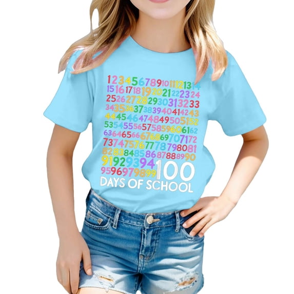QHFBli Kids Boys Girls 100 Days of School Truck 150th Day of School Boys T-Shirt