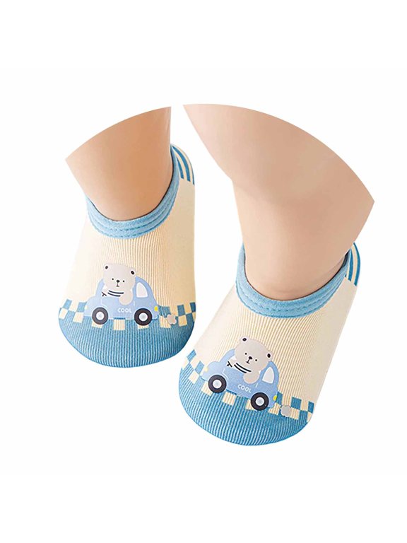 Kids Cartoon Puppy Floor Sock Shoes, Non Sole Breathable Thin Baby Sock Booties, Indoor Learning Walking Socks for Toddlers 14-18 Months