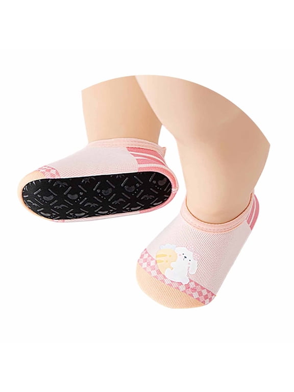Kids Cartoon Puppy Floor Sock Shoes, Non Sole Breathable Thin Baby Sock Booties, Indoor Learning Walking Socks for Toddlers 18-24 Months
