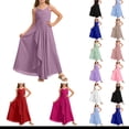 thumbnail image 1 of QHFBli Kids Chiffon Spaghetti Strap Bridesmaid Dress, Girls A-Line Maxi Dresses Wedding Party Pageant Gown Light Purple 2-3 Years, 1 of 6