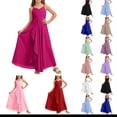 thumbnail image 1 of QHFBli Kids Chiffon Spaghetti Strap Bridesmaid Dress, Girls A-Line Maxi Dresses Wedding Party Pageant Gown RD3 3-4 Years, 1 of 6