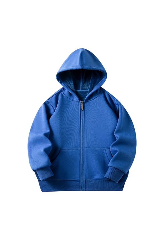 Kids Girls Boys Zipper Long Sleeves Pullover Hoodie Sweatshirt Zip Up Hooded School Wear Jacket Sweat Hoodie Casual Fashion Children Age