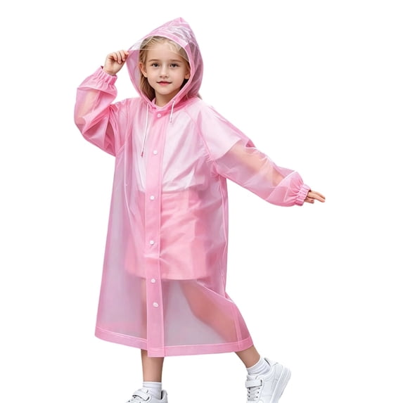 QHFBli Kids Rain Jacket Rain Ponchos for Kids - Reusable Raincoats for Boys and Girls Waterproof Outdoor Rain Gear One Size