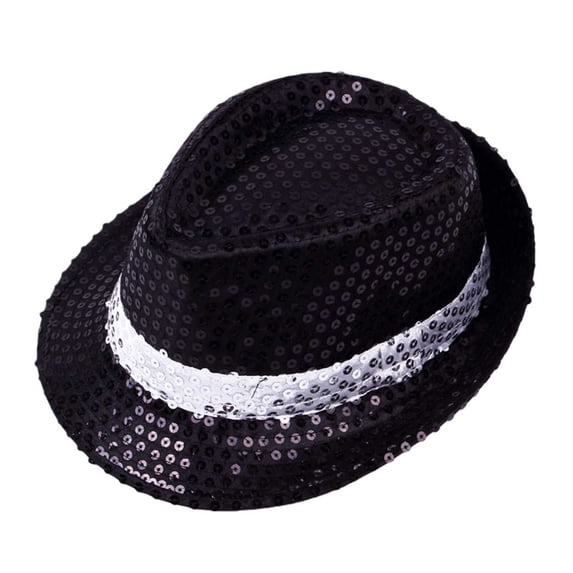 QHFBli Kids Sequin Fedora Hats Boys Girls Western Dance Jazz Hat Shining Disco Cap Performance Dance Party Stage Show