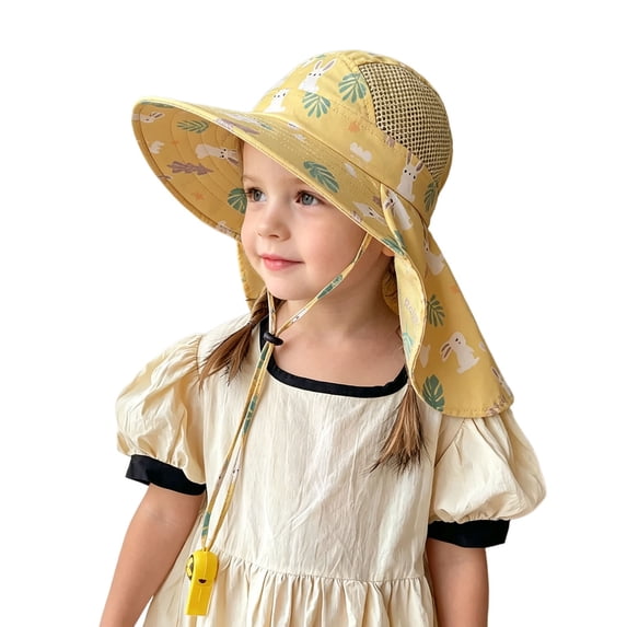 QHFBli Kids Sun Hat UPF50+ Sun Protection Bucket Hat Toddler Summer Beach Play Hats with Neck Flap for Girl Boy 0-3 Years