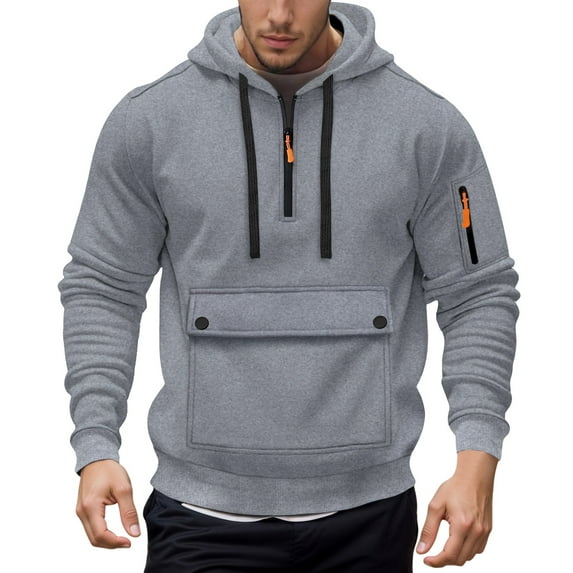 QHFBli Lightweight Men's Hoodie Mens Everyday Zip Up Hooded Sweatshirt Loose Fit Pullover With Multiple Pockets for Autumn Winter Comfort Wear GY2 XXXL
