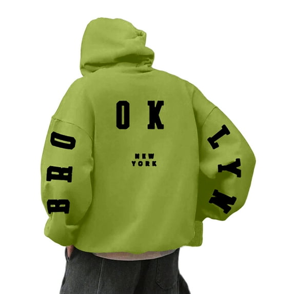 QHFBli Lightweight Men's Hoodie Mens Letter Print Hooded Sweatshirt Streetwear Pullover Loose Fit Comfortable Blend Fabric for Fall Winter Season Daily Casual Wear GN2 M