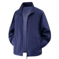 thumbnail image 1 of QHFBli Lightweight Mens Bomber Jacket Waterproof Zip Up Scrub Jackets Fall Outdoor Stylish Track Jackets with Pockets, 1 of 2