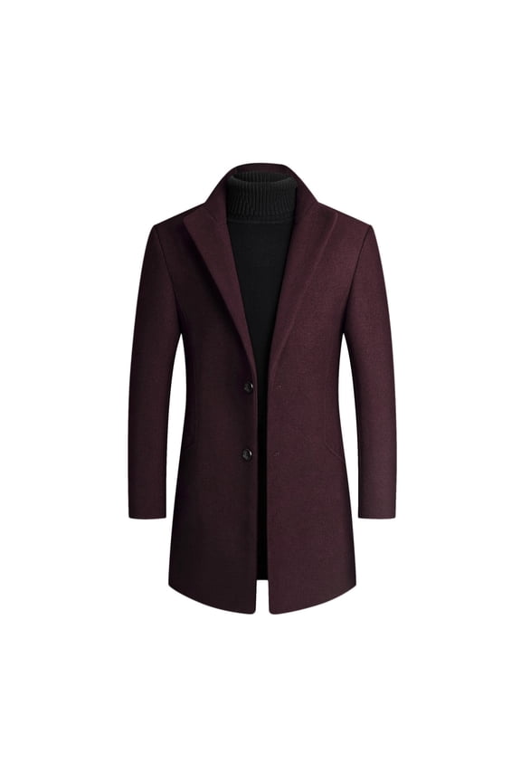 Lightweight Mens Trench Coat Men's Autumn Winter Casual Mid-Length Wool Blend Anorak Coat with Suit Pocket Design B XL