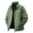 thumbnail image 1 of QHFBli Lightweight Mens Trench Coat Men's Lightweight Anorak Windbreaker Jacket Stand Collar Workwear Style Outdoor Recreation Breathable Army Green L, 1 of 3