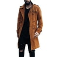 thumbnail image 1 of QHFBli Lightweight Mens Trench Coat Men's Retro Suede Anorak Coat Medium Length Double Trench Jacket for Autumn Brown XXL, 1 of 9