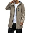 thumbnail image 1 of QHFBli Lightweight Mens Trench Coat Men's Slim Fit Mid-Length Anorak Jacket Hooded Windproof Trench Coat for Gold XXXXL, 1 of 5