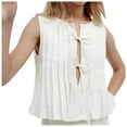 thumbnail image 1 of QHFBli Linen Bow Tie Front Tank Top Women Coquette Pleated Peplum Blouse Y2K Ruffle Shirt Sleeveless Tunic Outfits, 1 of 9