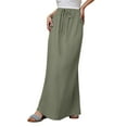 thumbnail image 1 of QHFBli Linen Maxi Skirts for Women Trendy Summer Comfy Drawstring Waist A Line Skirts Cute Vacation Boho Long Flowy Skirts, 1 of 7