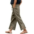 thumbnail image 1 of QHFBli Linen Pants for Women 2030 Summer High Waist Elastic Straight Leg Lounge Pant Casual Loose Lightweight Beach Trousers, 1 of 4