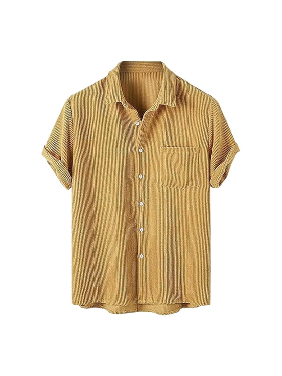 Linen Shirts for Men Short Sleeve Blouse Button Down Dress Untuckit Shirts Beach Summer Wedding Hawaiian Outfit