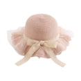 thumbnail image 1 of QHFBli Little Girl Kids Breathable Summer Straw Hat Foldable UV Protection Bowknot Wide Brim Floppy Beach Sun Visor Hats One Size, 1 of 8