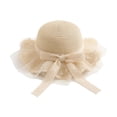 thumbnail image 1 of QHFBli Little Girl Kids Breathable Summer Straw Hat Foldable UV Protection Bowknot Wide Brim Floppy Beach Sun Visor Hats One Size, 1 of 4