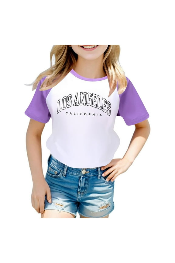 Little Girls Boys T-Shirts Summer Tree Graphic Letters Print Tees Tops Crew Neck Loose Fit Short Sleeve Shirt 1 11-12 Years