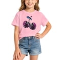 thumbnail image 1 of QHFBli Little Girls Cherry Rhinestone Print T-Shirt, Soft Breathable Crew Neck Loose Fashion Short Sleeve Top for Daily Outdoor Wear 6-8 Years, 1 of 4