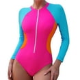 thumbnail image 1 of QHFBli Long Sleeve Swimsuit Women UPF 50+ One Piece for Womens Zip Floral Athletic Swim Wear Bathing Suit, 1 of 6