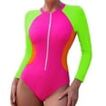 thumbnail image 1 of QHFBli Long Sleeve Swimsuit Women UPF 50+ One Piece for Womens Zip Floral Athletic Swim Wear Bathing Suit, 1 of 6