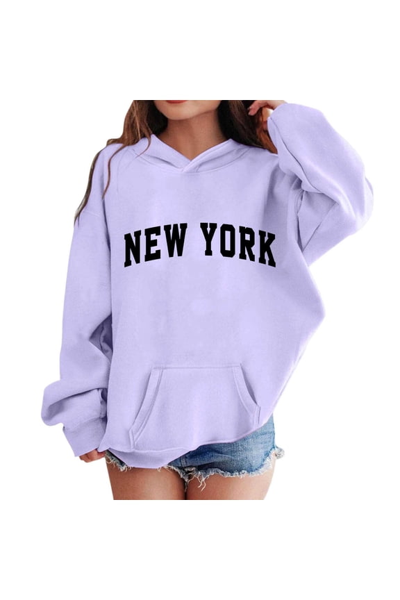 Los Angeles Hoodies For Teen Girls Trendy Y49K Cute Long Sleeve Letter Print Sweatshirts Pullover Tops With Pockets