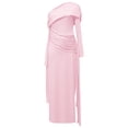 thumbnail image 1 of QHFBli Maternity Off Shoulder Long Sleeve Fitted Gown Maxi Chiffon Dress for Photo Shoot Baby Shower, 1 of 7