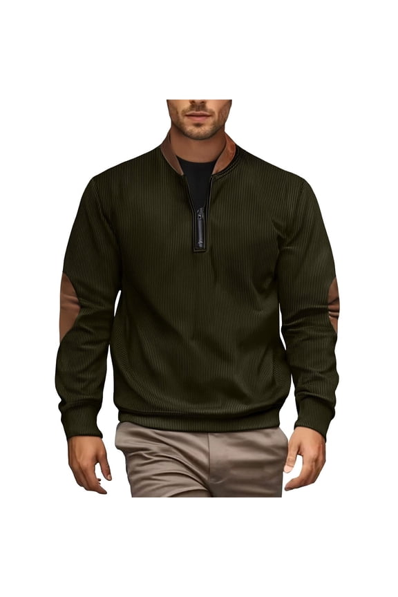 Men's Athletic Crewneck Sweatshirt Men's Quarter Zip Pullover Neck Long Sleeve Sweater Lightweight Breathable Casual Streetwear Tops Green XXL