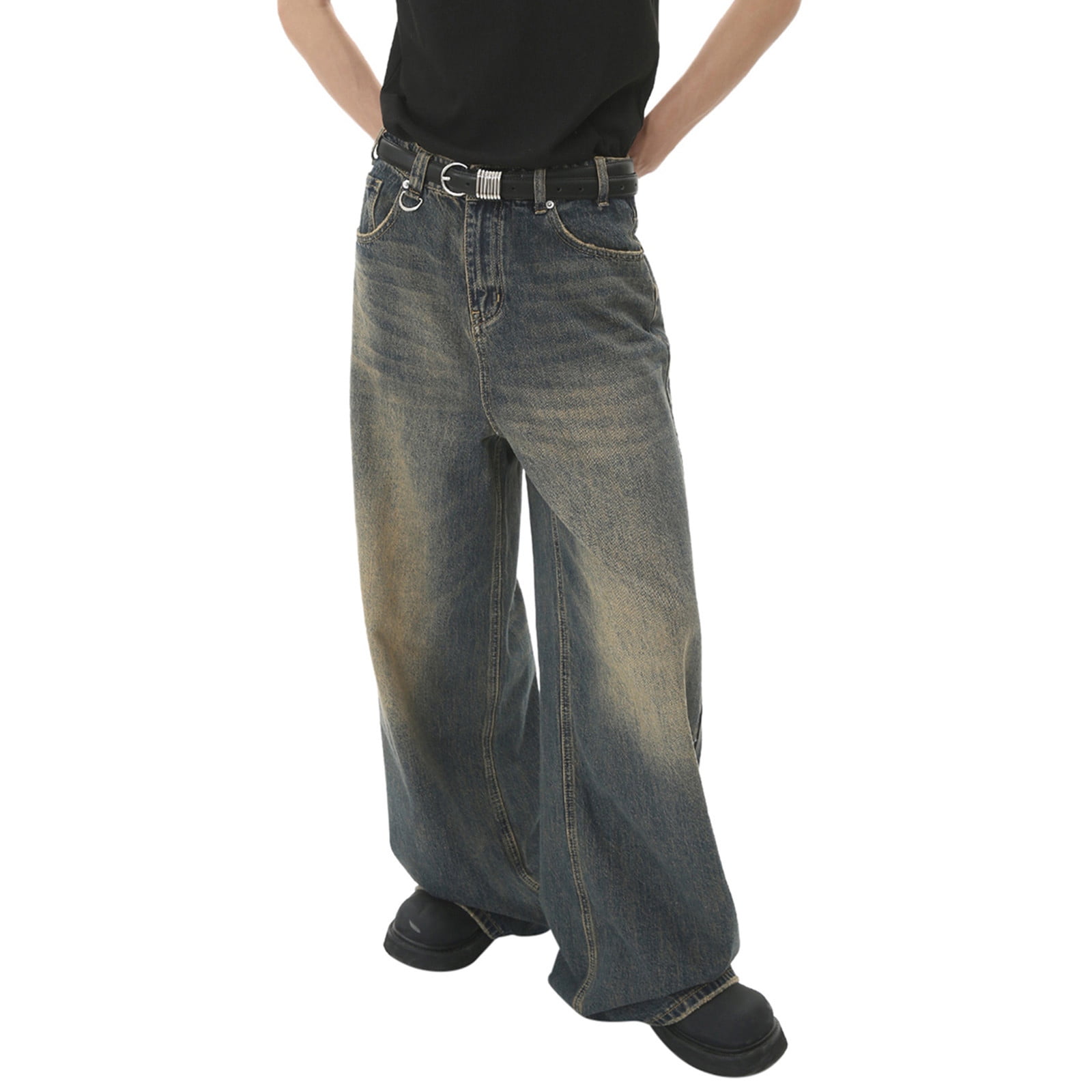 QHFBli Men's Baggy Jean Vintage Hop Jeans Causal Dance Skateboard