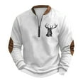 thumbnail image 1 of QHFBli Men's Daily Wear Crewneck Sweatshirt Men's Knit Zipper Sweater Long Sleeve Printed Collarless White XXL, 1 of 3