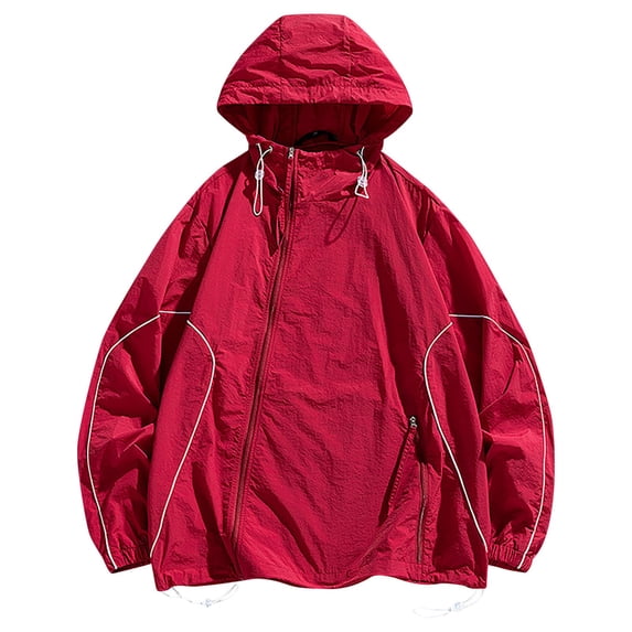 QHFBli Men's Field Jacket Men's Casual Lightweight Solid Color Sun Hooded Jacket for Outdoor Sports Travel and Leisure Activities